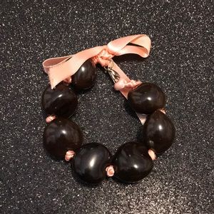 Bcbg brown beaded peach ribbon bracelet